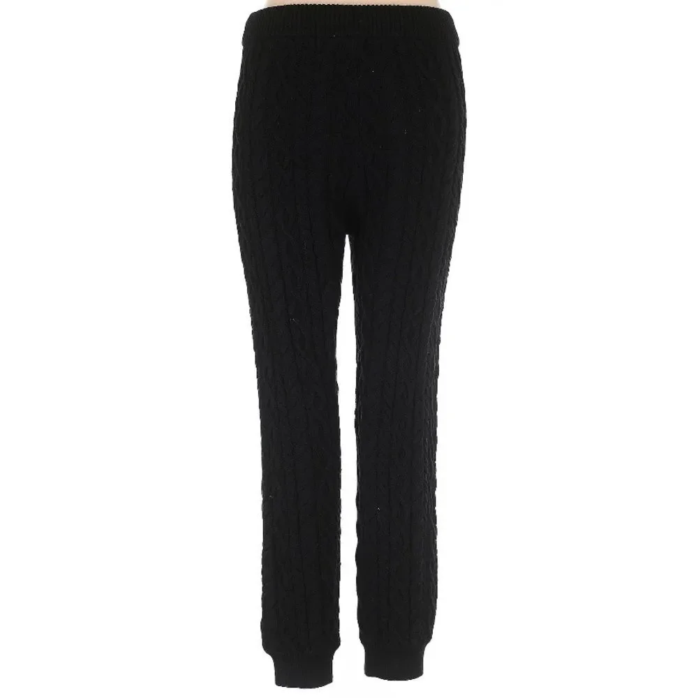 Reformation Italo 100% Organic Cotton Thick Cable Knit Jogger Black Large